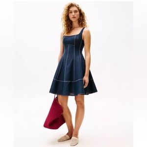Tommy Hilfiger x Sofia Richie Grainge Capsule Pure Linen Mini Dress, Navy Blue